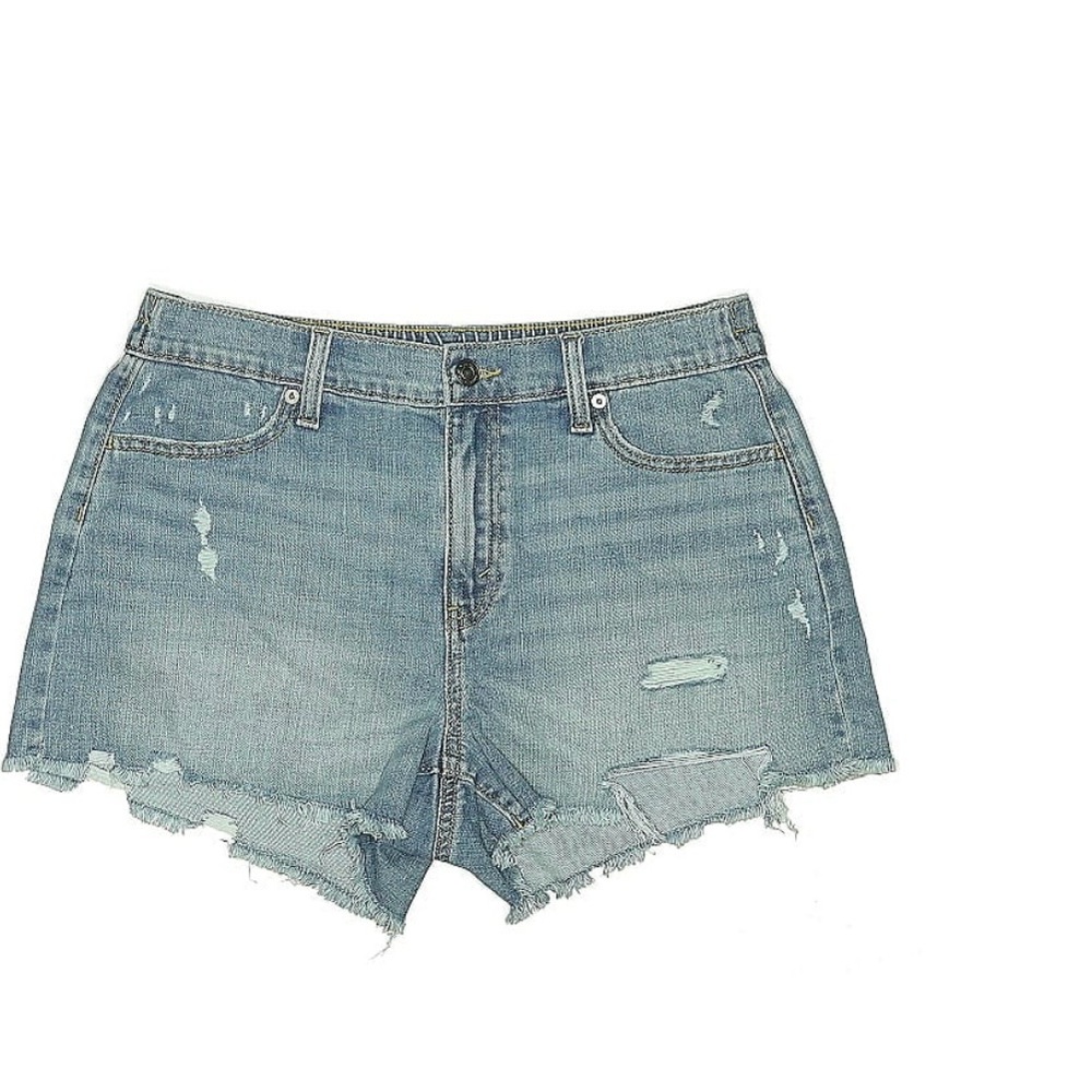Aerie Blue Jean Shorts High-Waisted Distressed